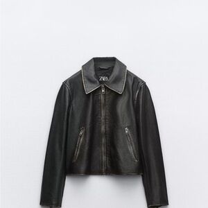 Zara Women's Dark Leather Jacket